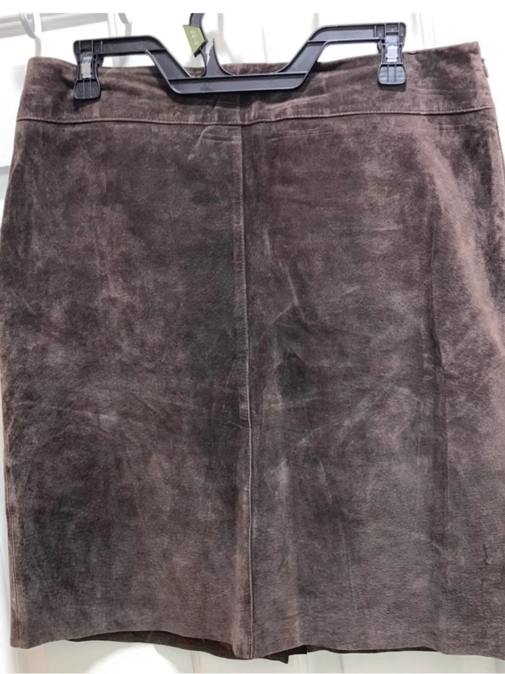 Express World Brand Brown Suede Leather pencil Skirt lined Size 11/12